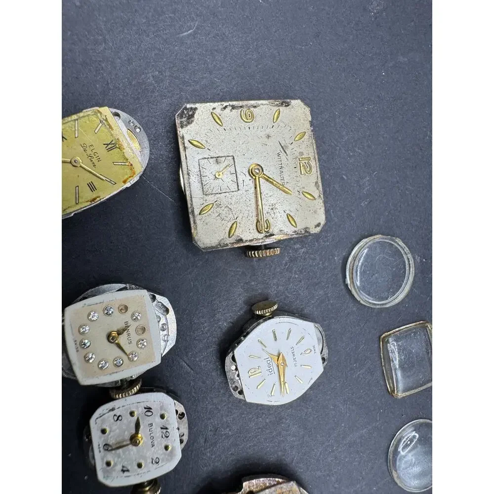 Lot of Vintage Watch Movements Dial Case Bulova Dufonte Benrus Wittnauer Elgin